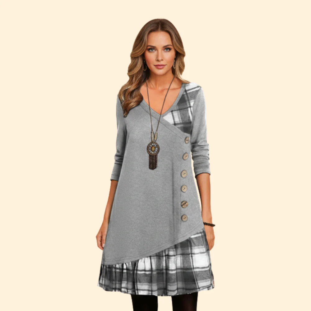 Women’s Plaid Long-Sleeve Dress - Image 9