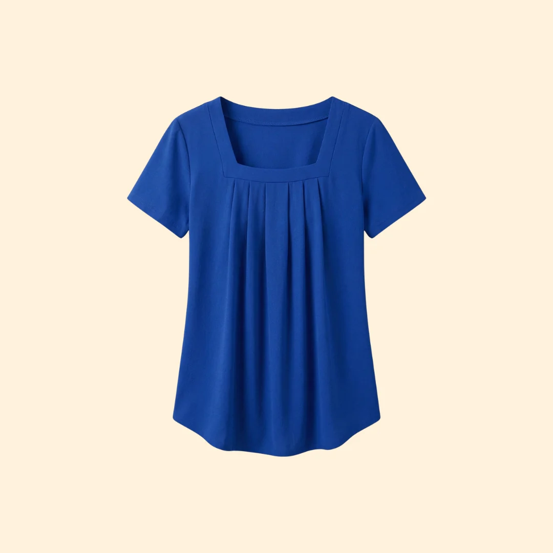 Women's Pleated Blouse Short Sleeve