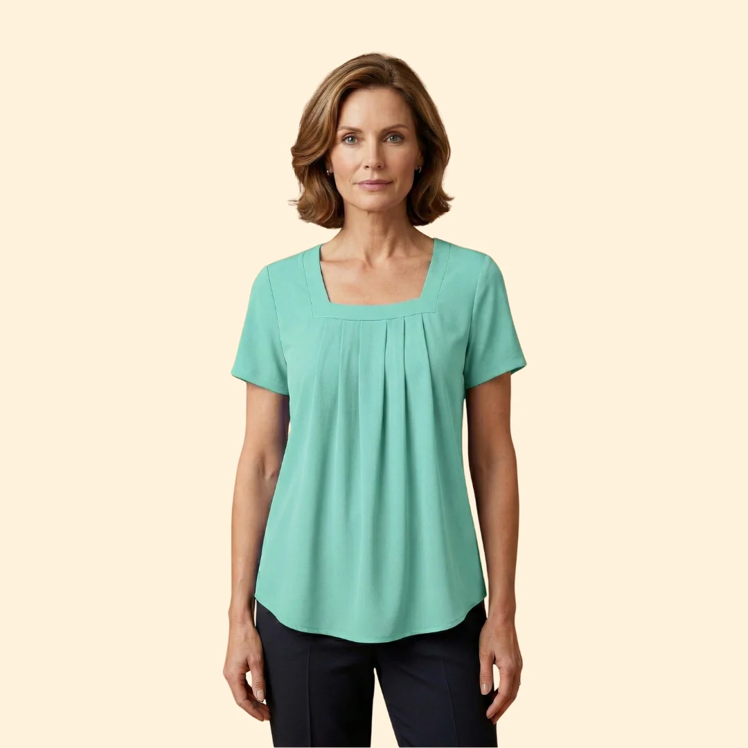 Women's Pleated Blouse Short Sleeve - Image 10