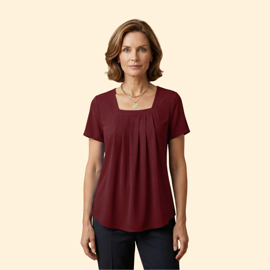 Women's Pleated Blouse Short Sleeve - Image 11