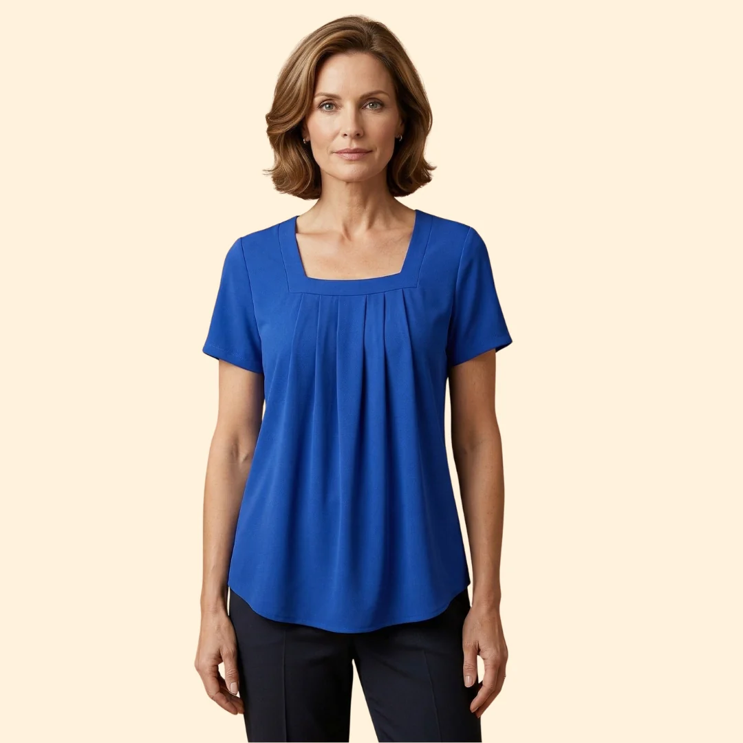 Women's Pleated Blouse Short Sleeve - Image 2