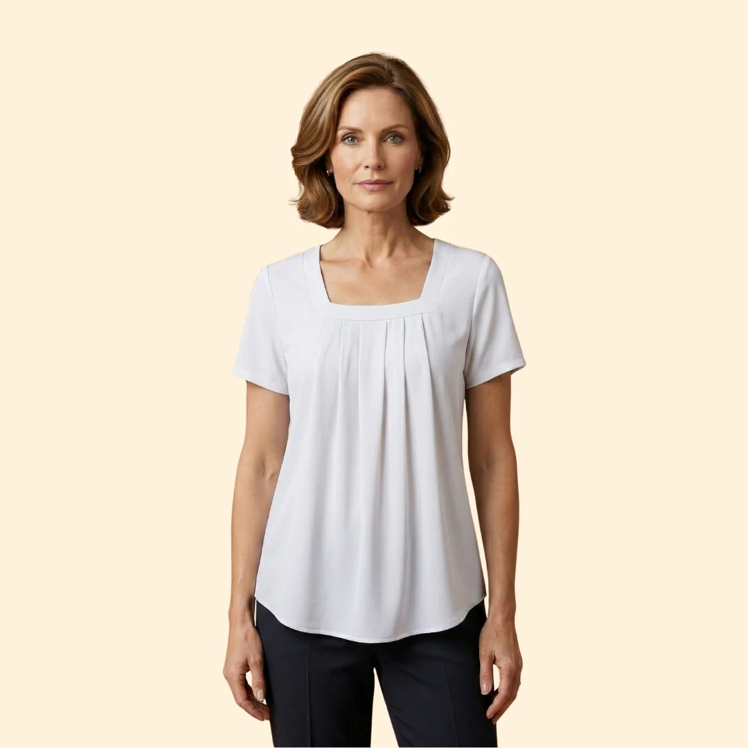 Women's Pleated Blouse Short Sleeve - Image 6