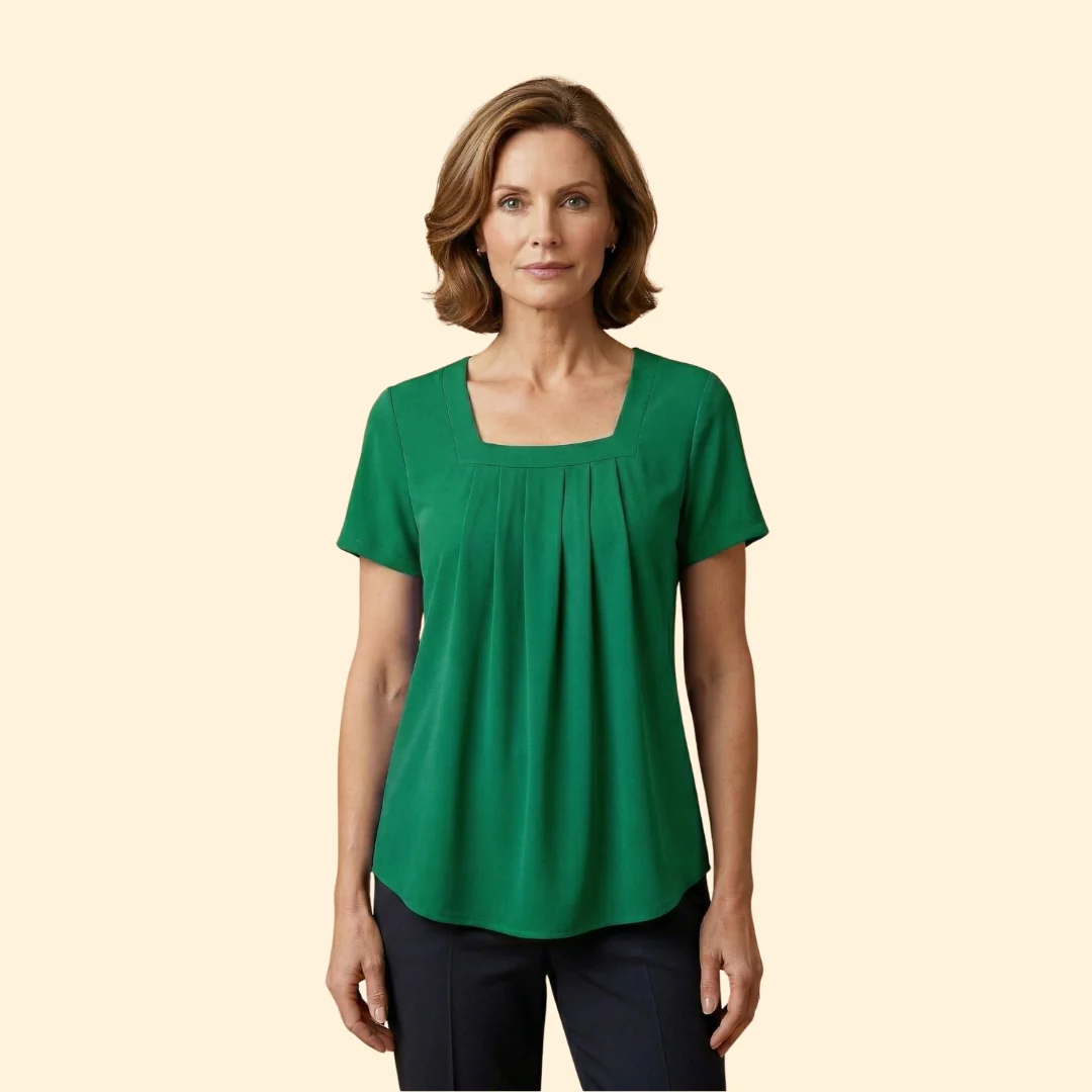 Women's Pleated Blouse Short Sleeve - Image 7