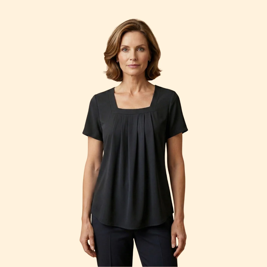 Women's Pleated Blouse Short Sleeve - Image 8