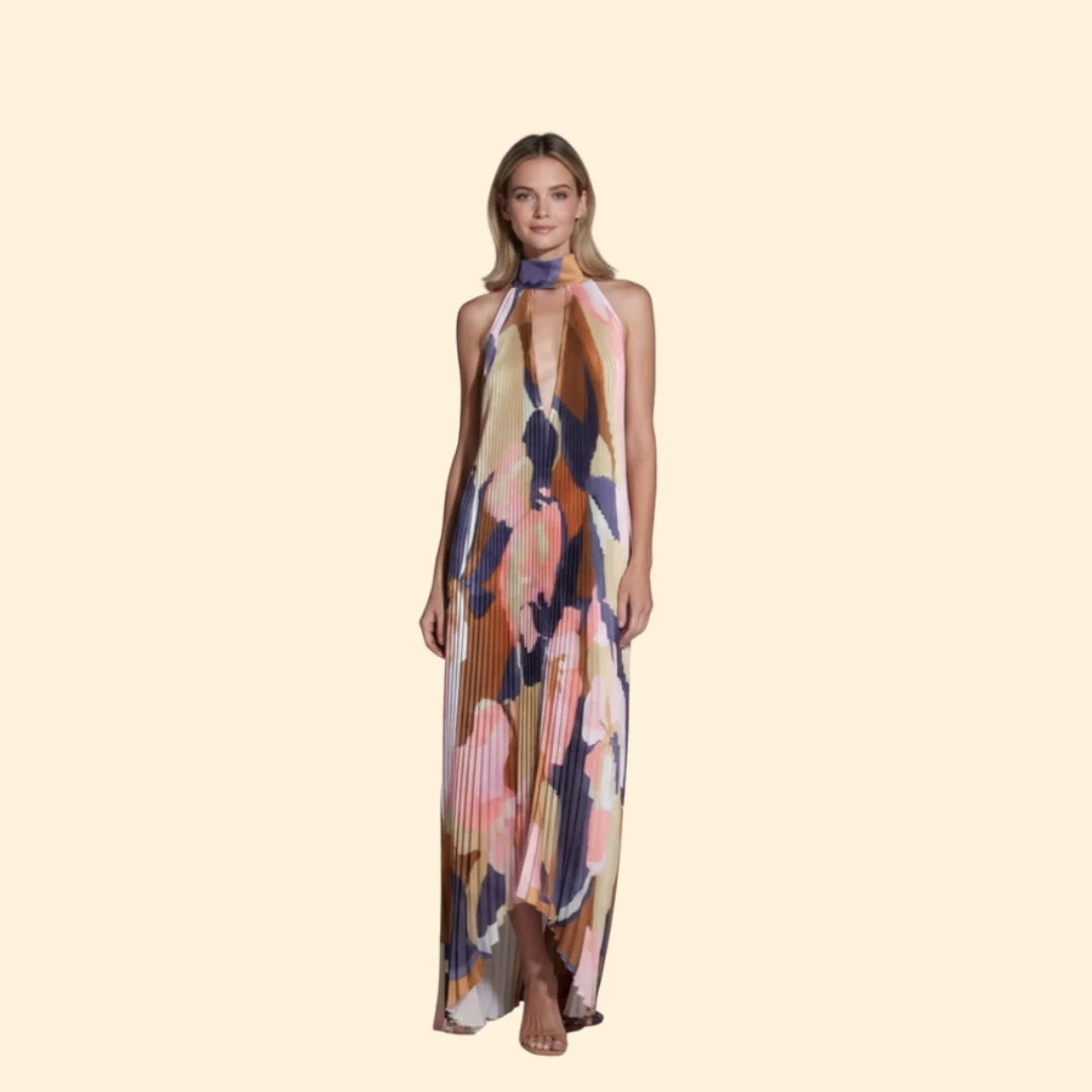 Women’s Pleated Dress with Halter Neck - Image 12