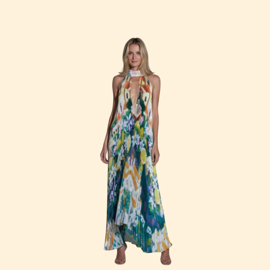 Women’s Pleated Dress with Halter Neck - Image 13