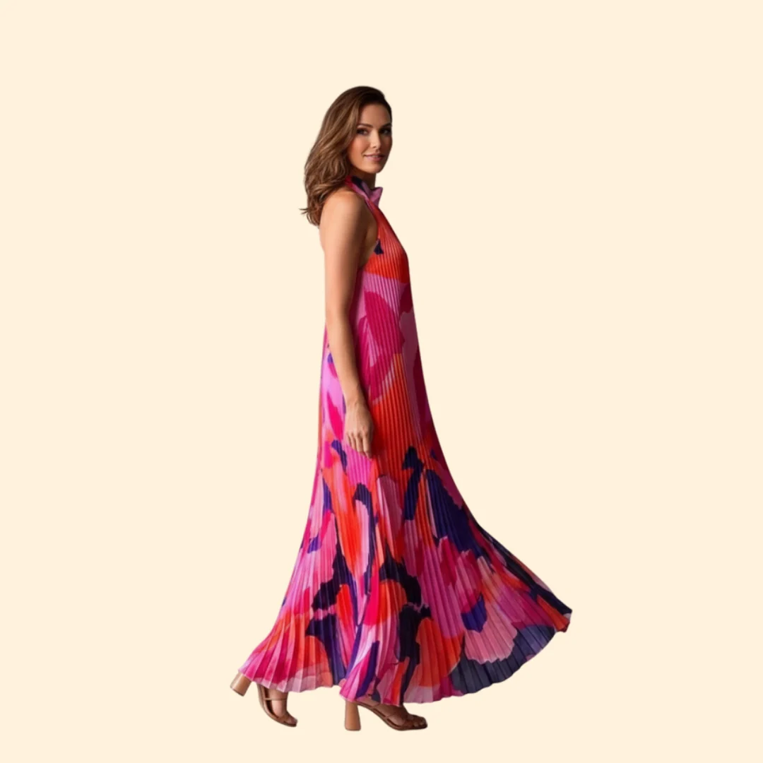 Women’s Pleated Dress with Halter Neck - Image 4