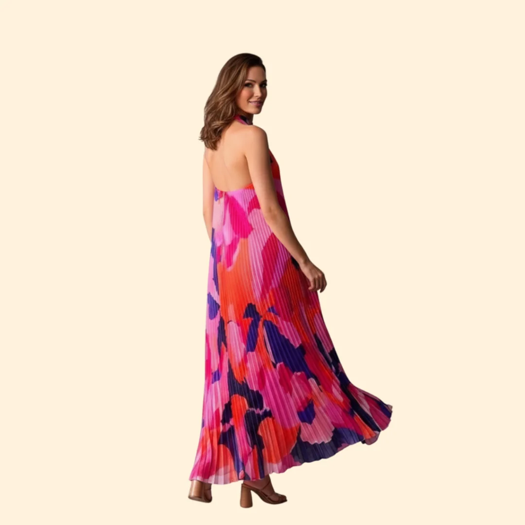 Women’s Pleated Dress with Halter Neck - Image 5