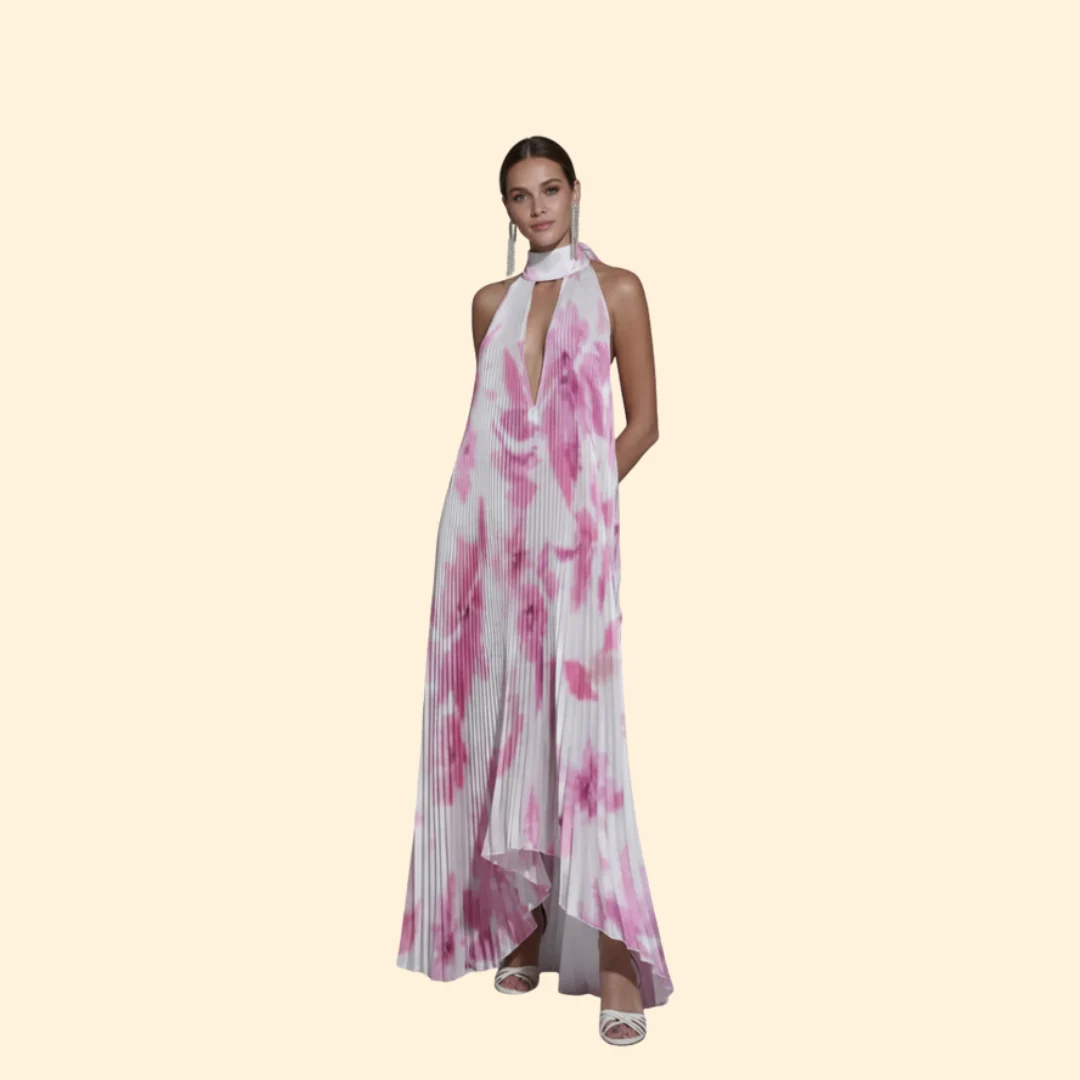 Women’s Pleated Dress with Halter Neck - Image 7