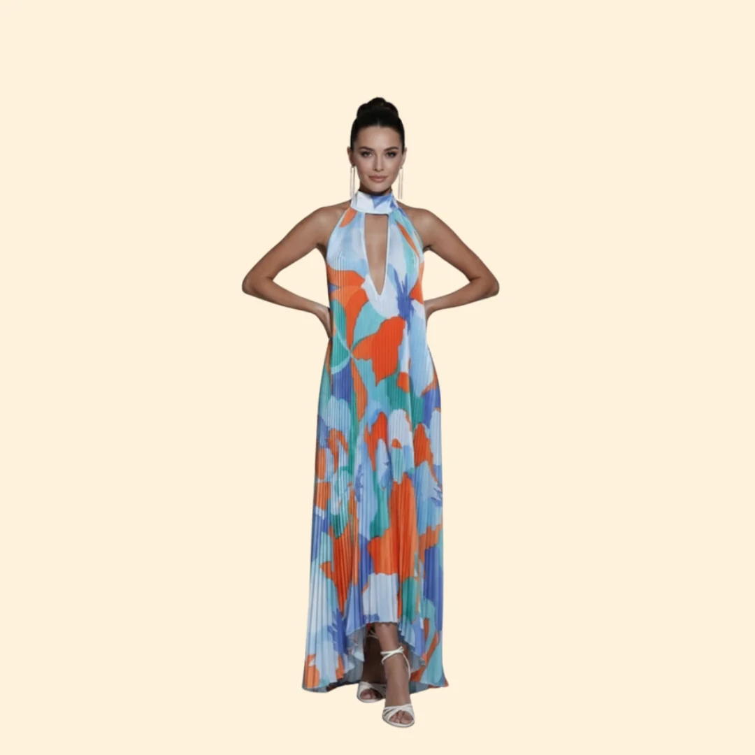 Women’s Pleated Dress with Halter Neck - Image 8
