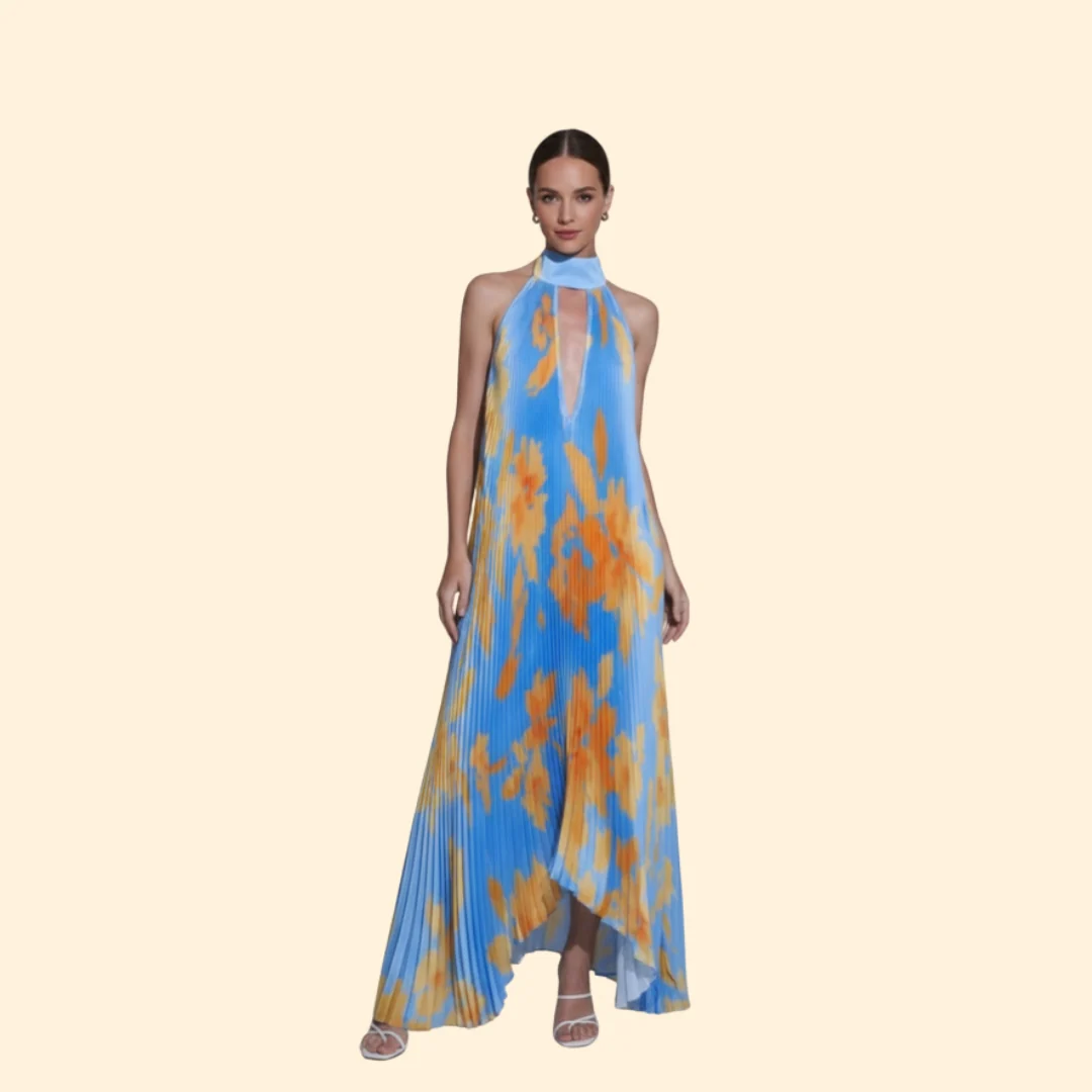 Women’s Pleated Dress with Halter Neck - Image 9