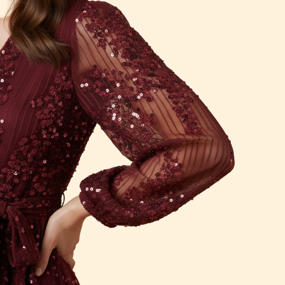Women's Pleated Dress with Shiny Sequins - Image 7