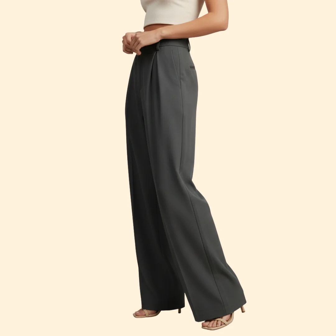Women’s Pleated Trousers with Straight Leg - Image 3