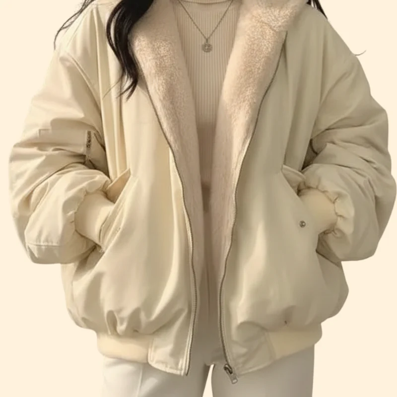 Women’s Plus Size Bomber Jacket with Zip Closure - Image 4