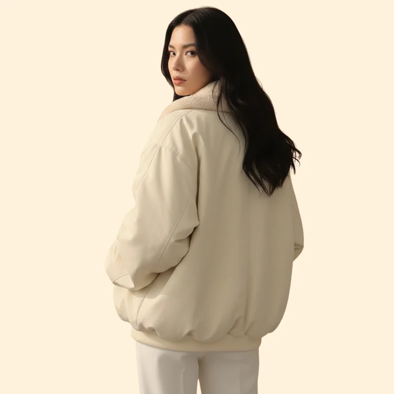 Women’s Plus Size Bomber Jacket with Zip Closure - Image 5