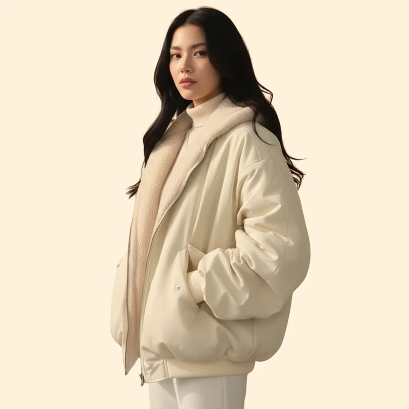 Women’s Plus Size Bomber Jacket with Zip Closure - Image 6