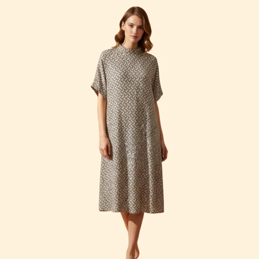 Women's Printed Dress with Side Slit - Image 2