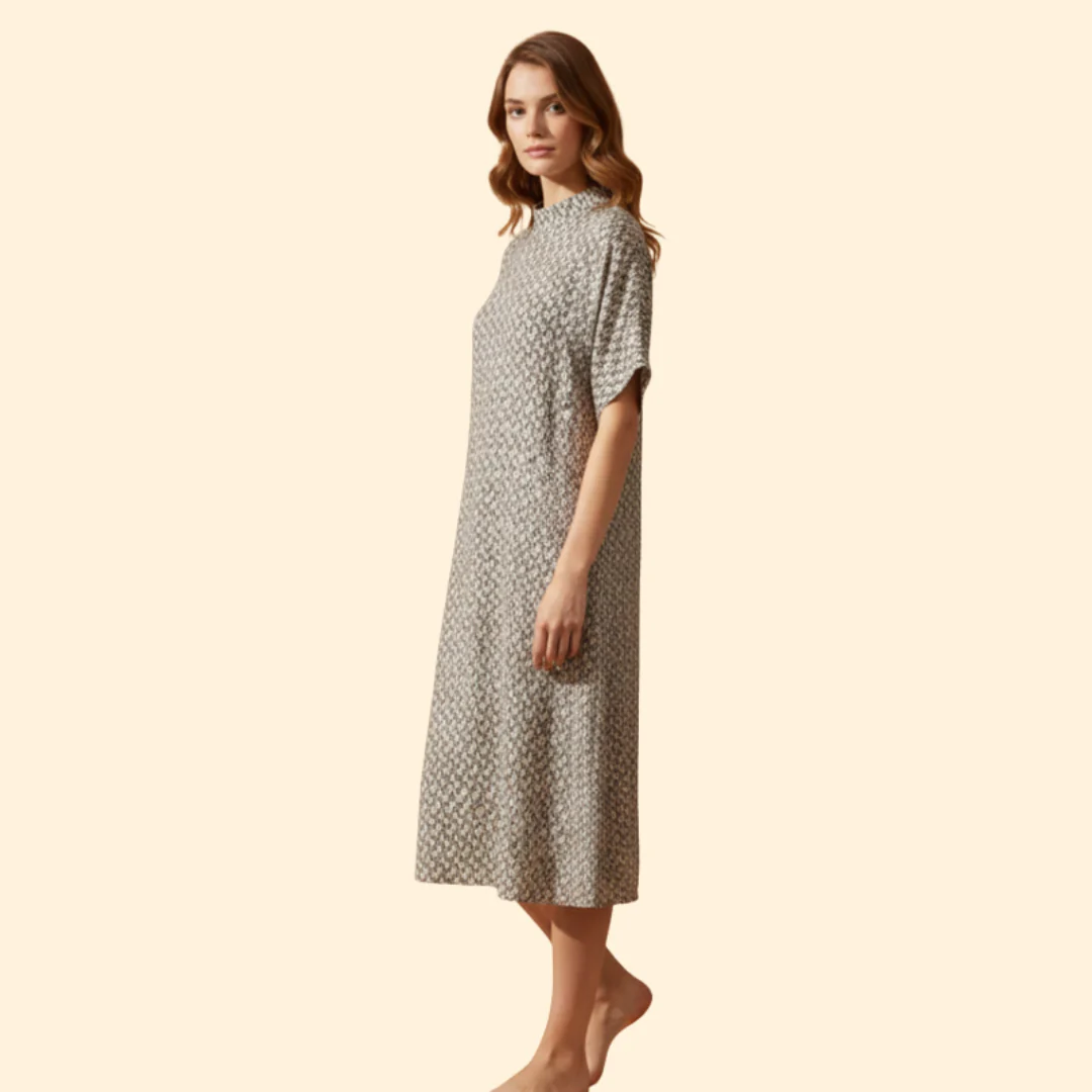 Women's Printed Dress with Side Slit - Image 3