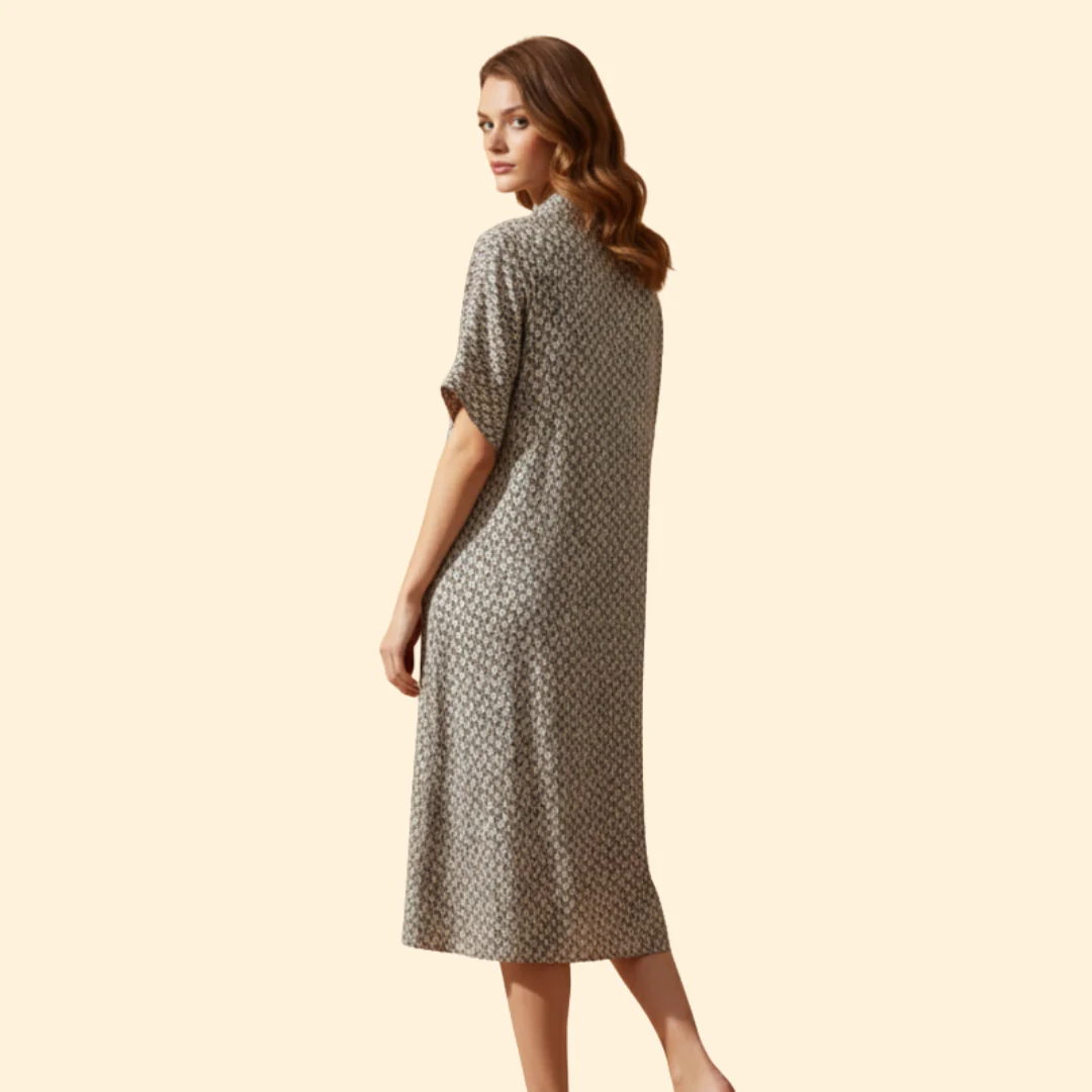 Women's Printed Dress with Side Slit - Image 4