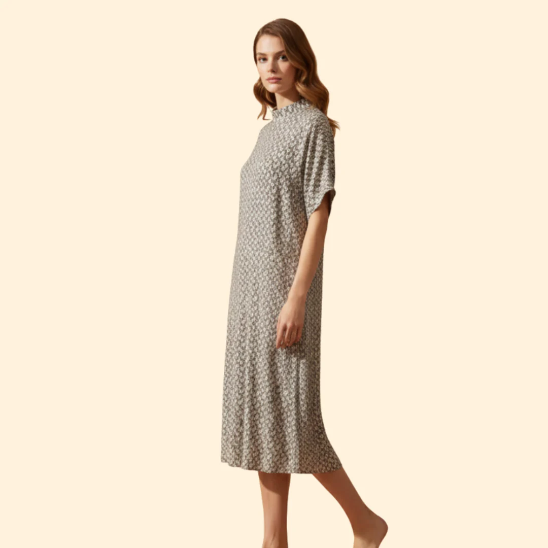 Women's Printed Dress with Side Slit - Image 5