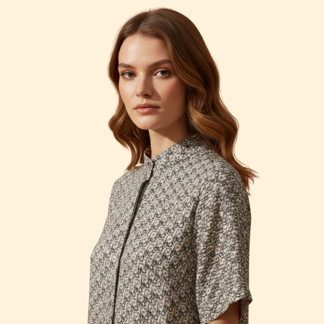 Women's Printed Dress with Side Slit - Image 6