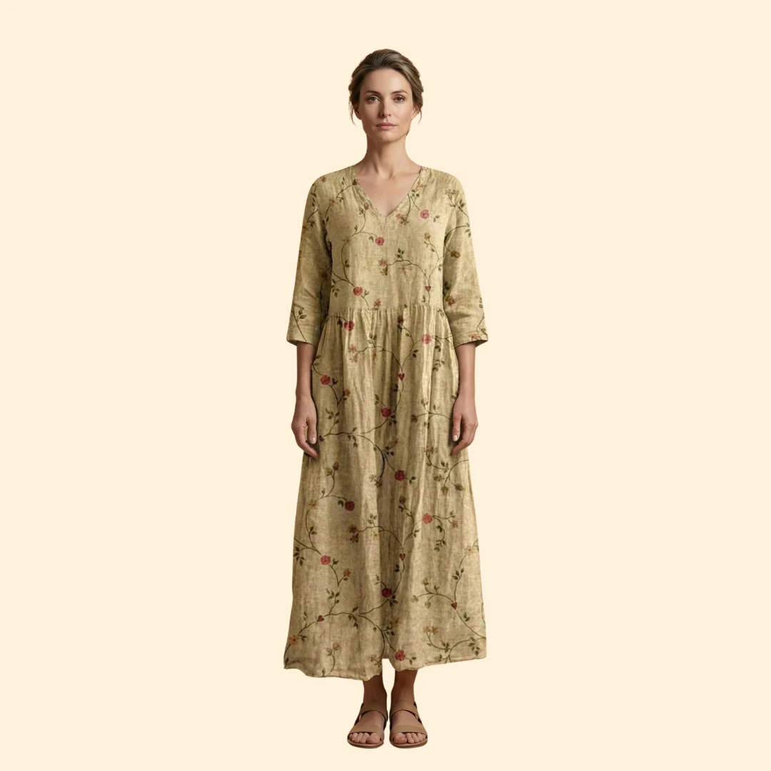 Women's Printed Dress with V-Neck - Image 10