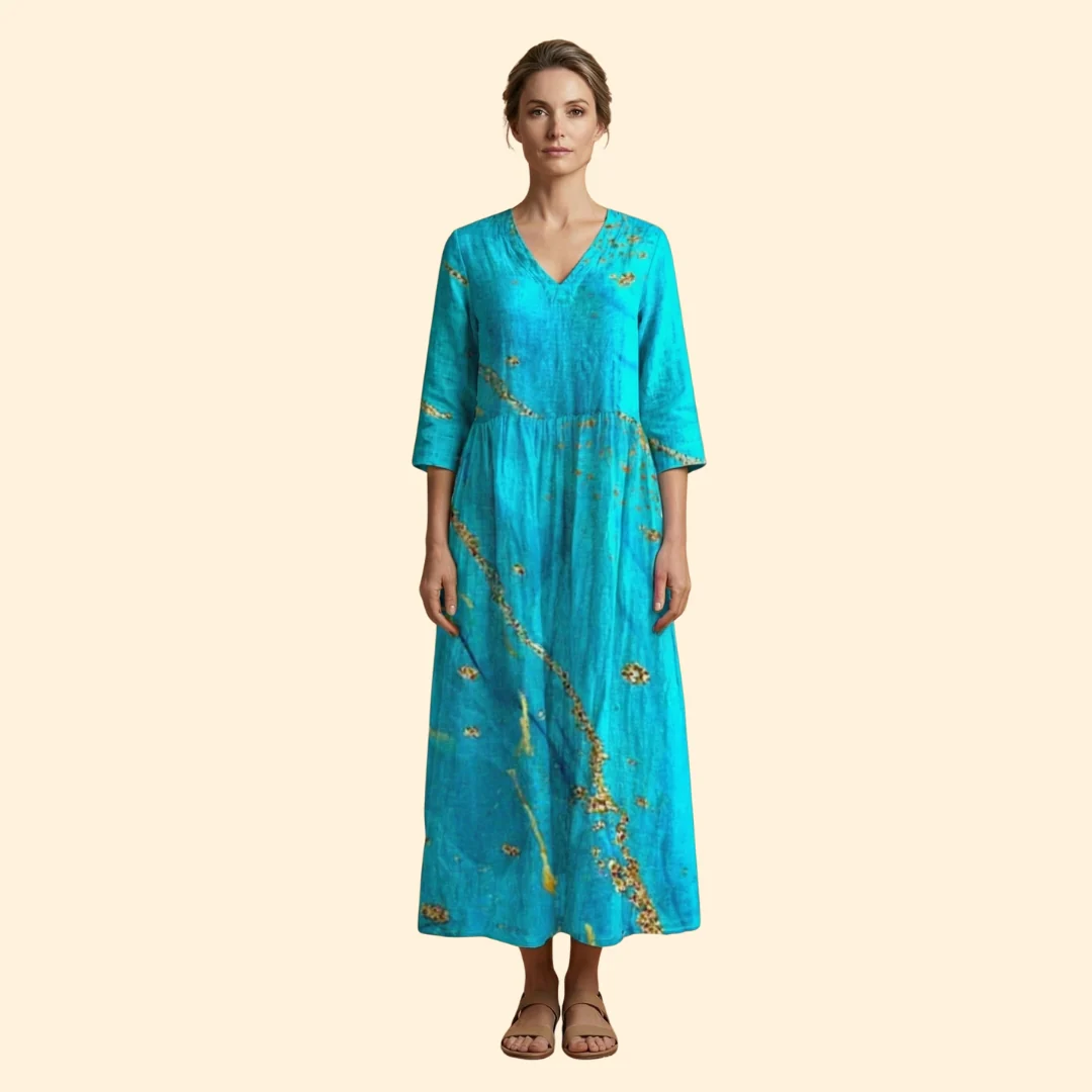 Women's Printed Dress with V-Neck - Image 13