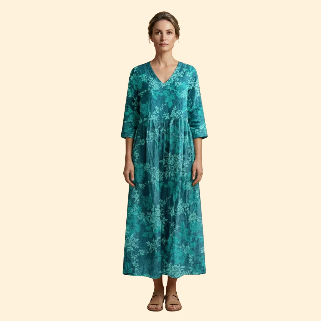 Women's Printed Dress with V-Neck - Image 14