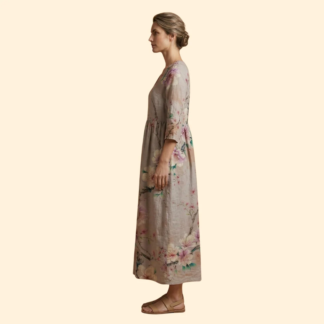 Women's Printed Dress with V-Neck - Image 4