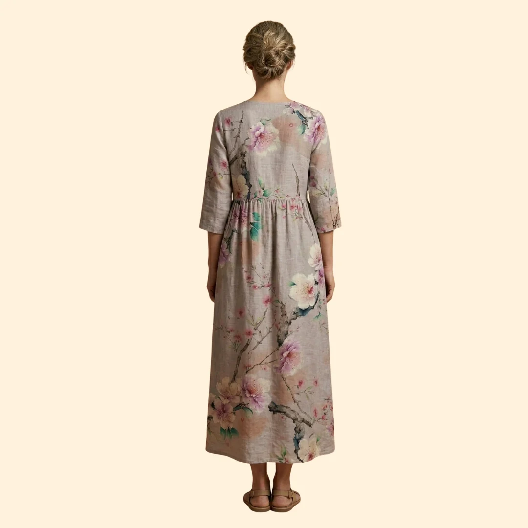 Women's Printed Dress with V-Neck - Image 5