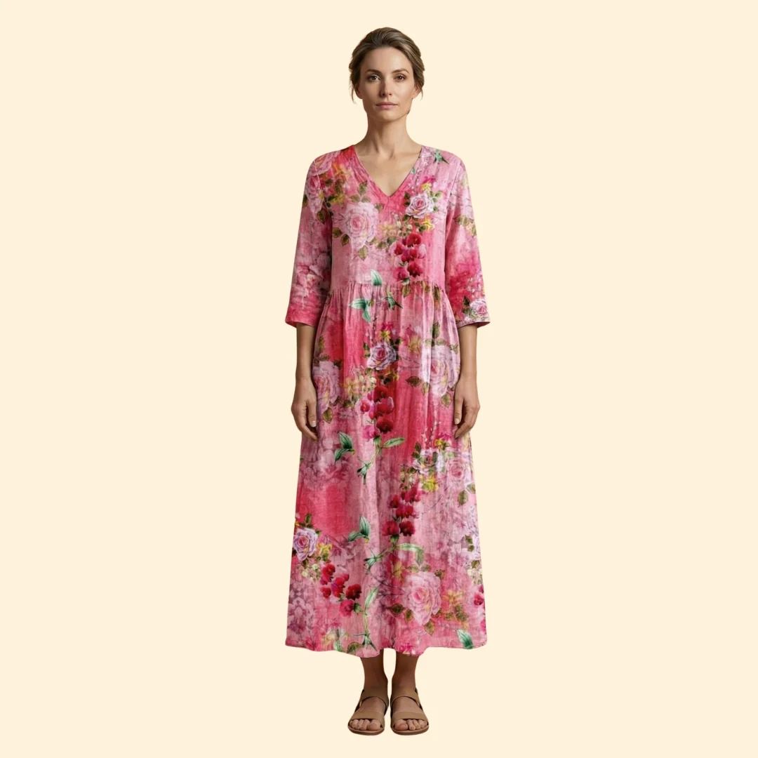 Women's Printed Dress with V-Neck - Image 9