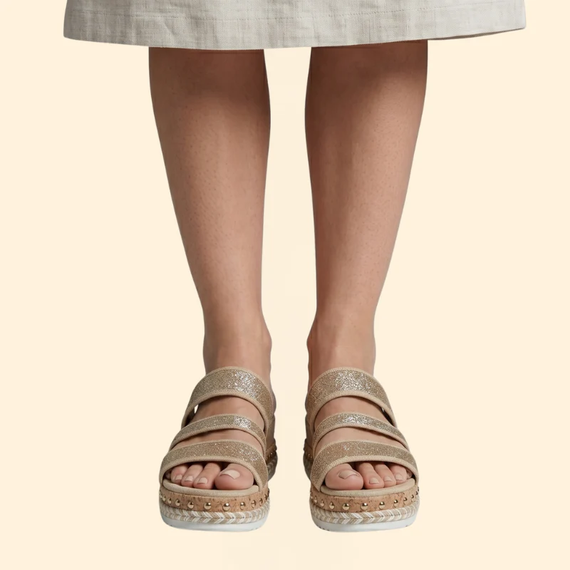 Women's Printed Glitter Sandals - Image 3