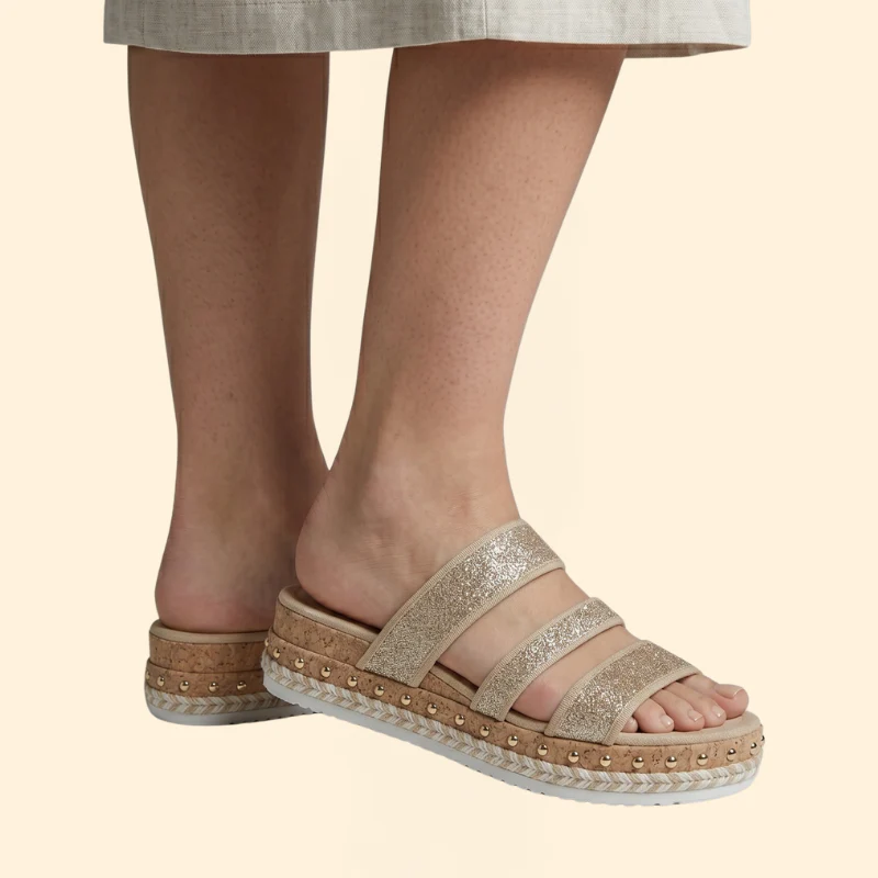 Women's Printed Glitter Sandals - Image 4
