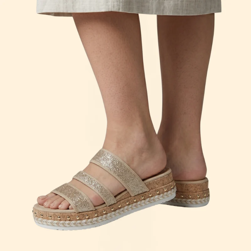 Women's Printed Glitter Sandals - Image 5