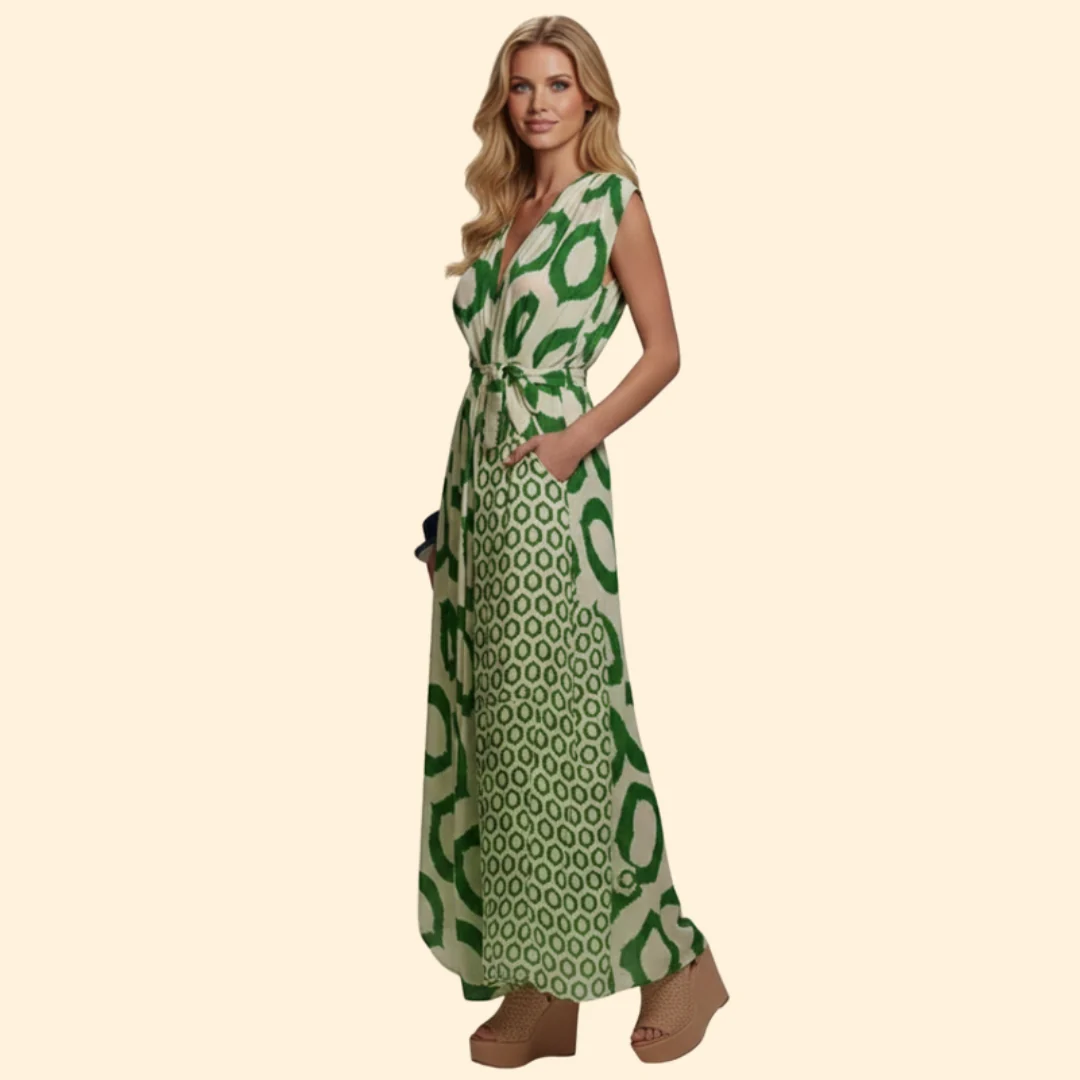 Women’s Printed Jumpsuit with V-Neck Design - Image 4