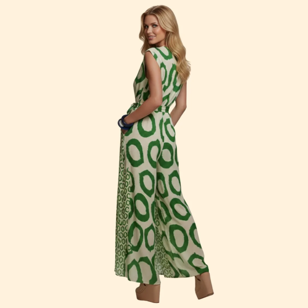 Women’s Printed Jumpsuit with V-Neck Design - Image 5