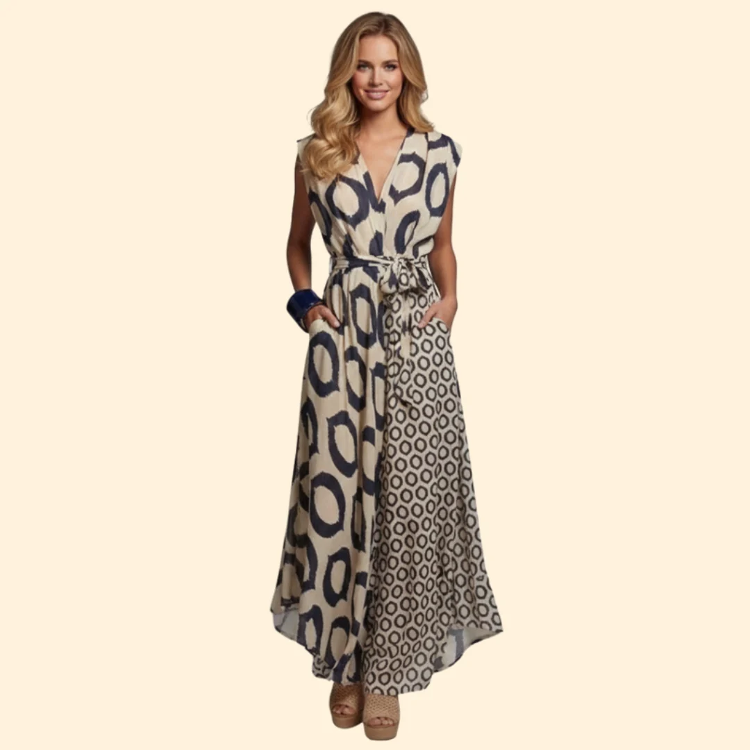 Women’s Printed Jumpsuit with V-Neck Design - Image 6