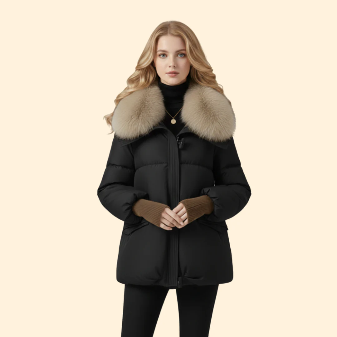 Women’s Puffer Jacket with Faux Fur Collar - Image 7