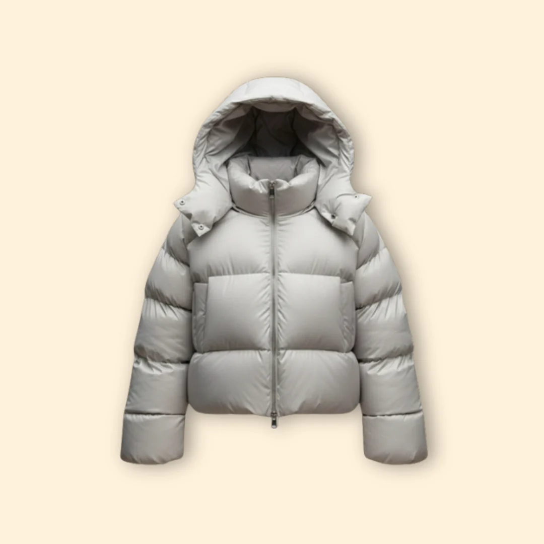 Women’s Puffer Jacket with Front Snap Closures