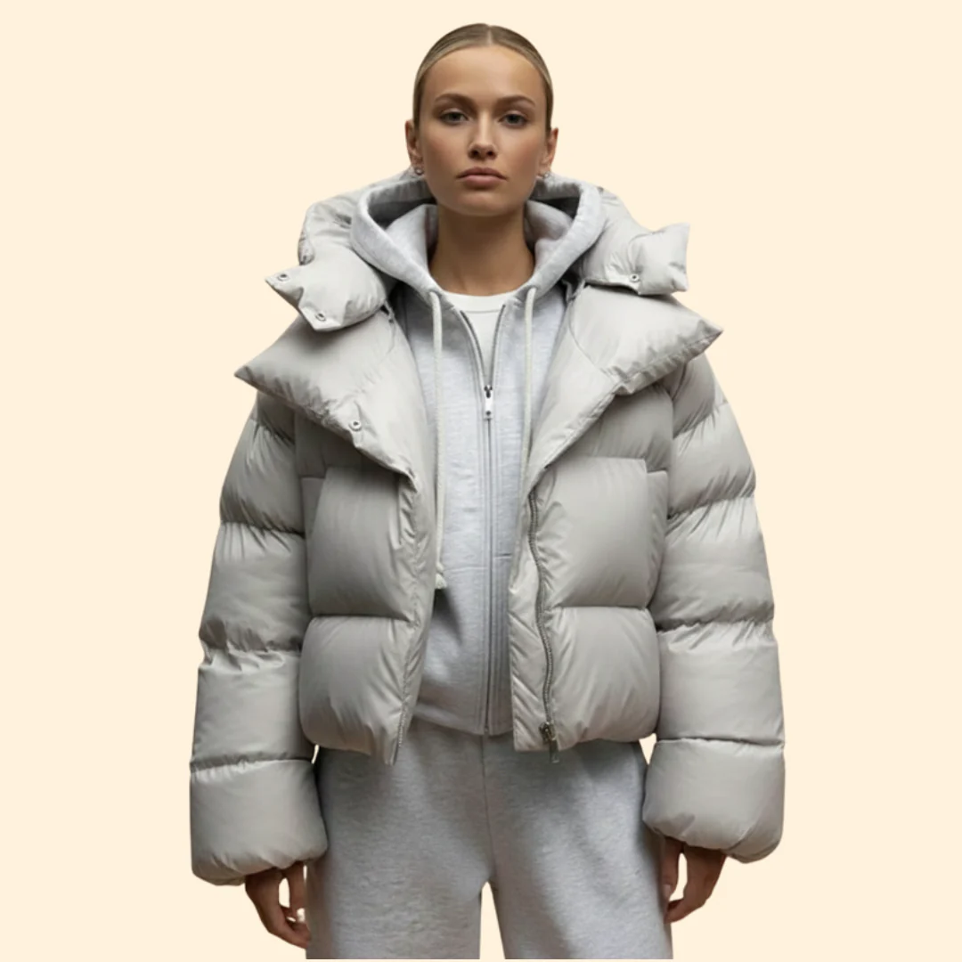 Women’s Puffer Jacket with Front Snap Closures - Image 2