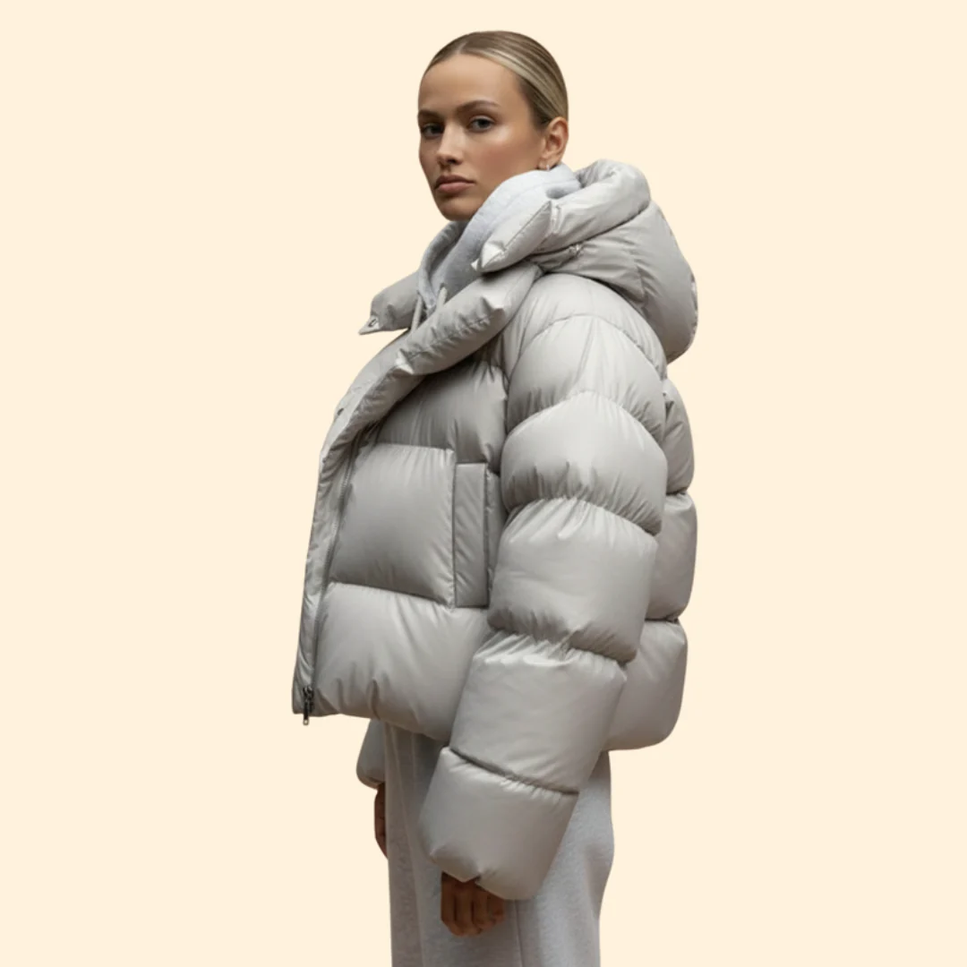 Women’s Puffer Jacket with Front Snap Closures - Image 3