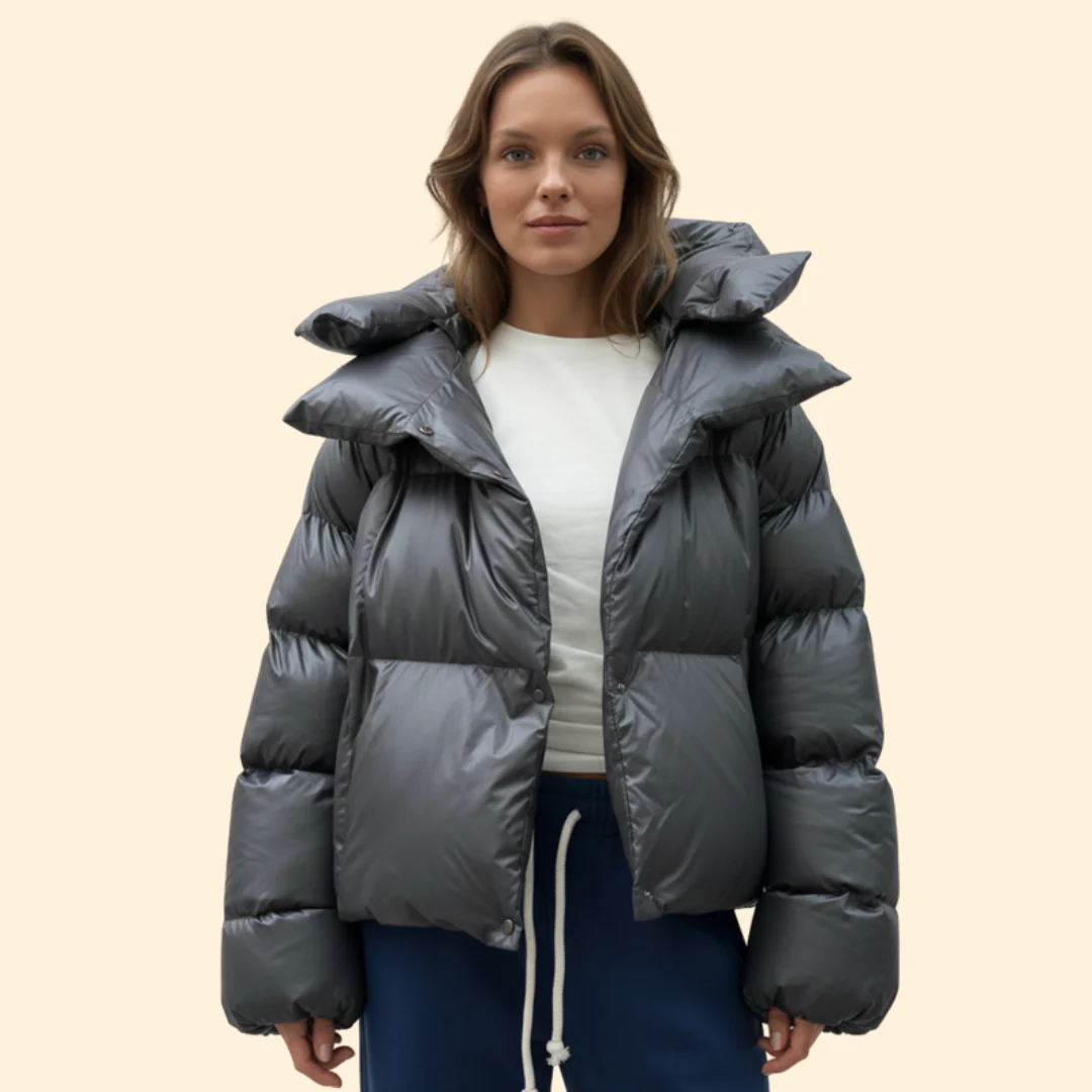 Women’s Puffer Jacket with Front Snap Closures - Image 6