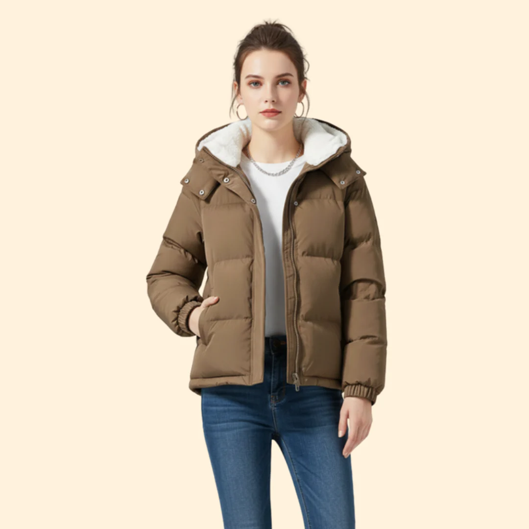 Women’s Puffer Jacket with Front Zipper - Image 2