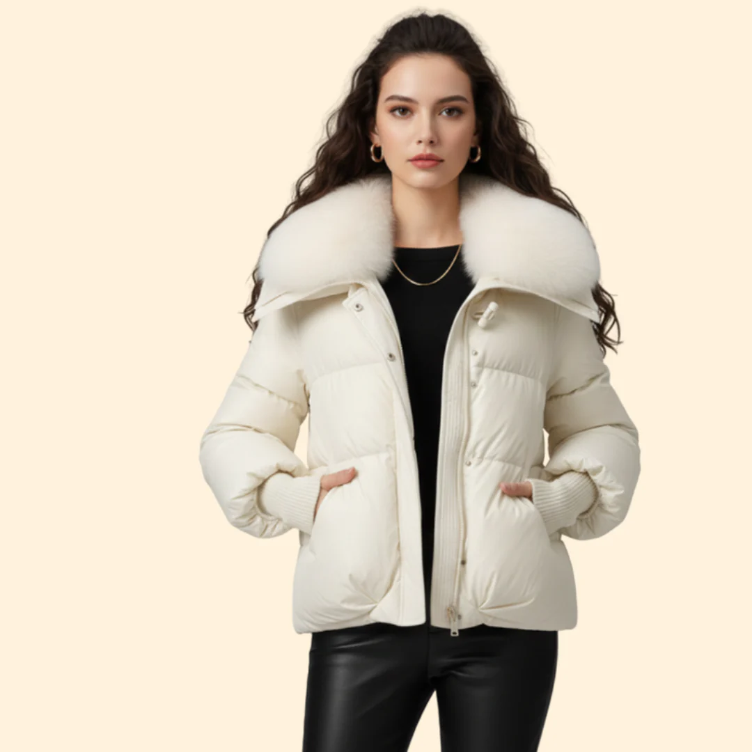 Women’s Puffer Jacket with Oversized Collar - Image 2