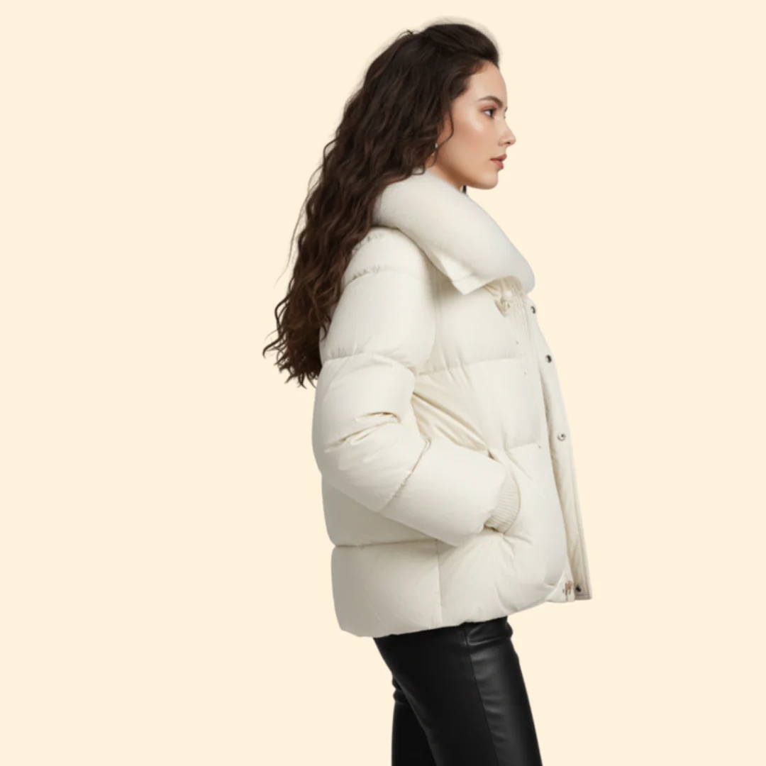 Women’s Puffer Jacket with Oversized Collar - Image 3