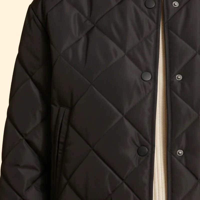 Women's Quilted Bomber Jacket with Snap Buttons - Image 6