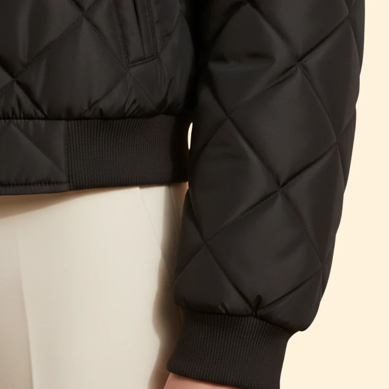 Women's Quilted Bomber Jacket with Snap Buttons - Image 7