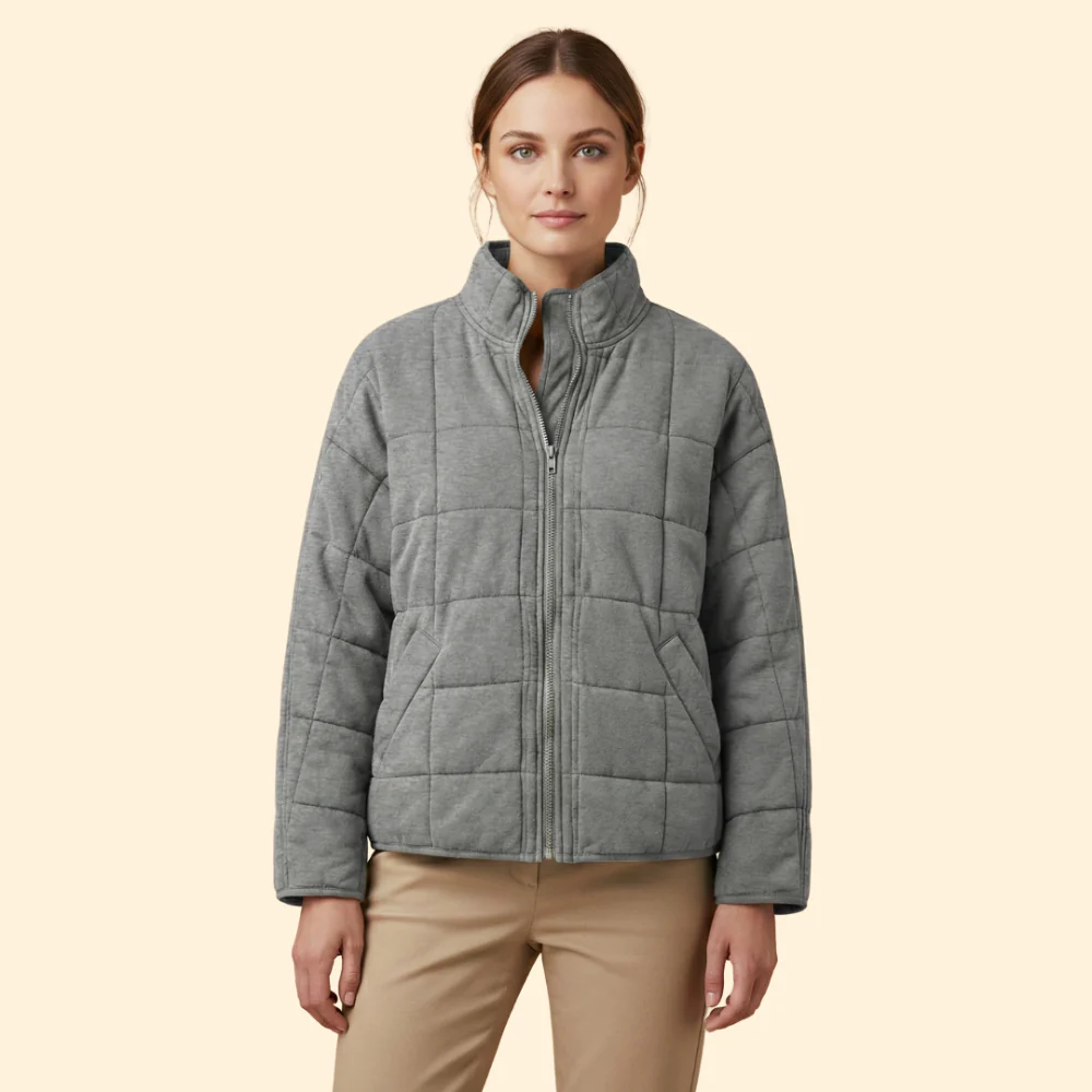 Women’s Quilted Stand-Up Collar Jacket - Image 12