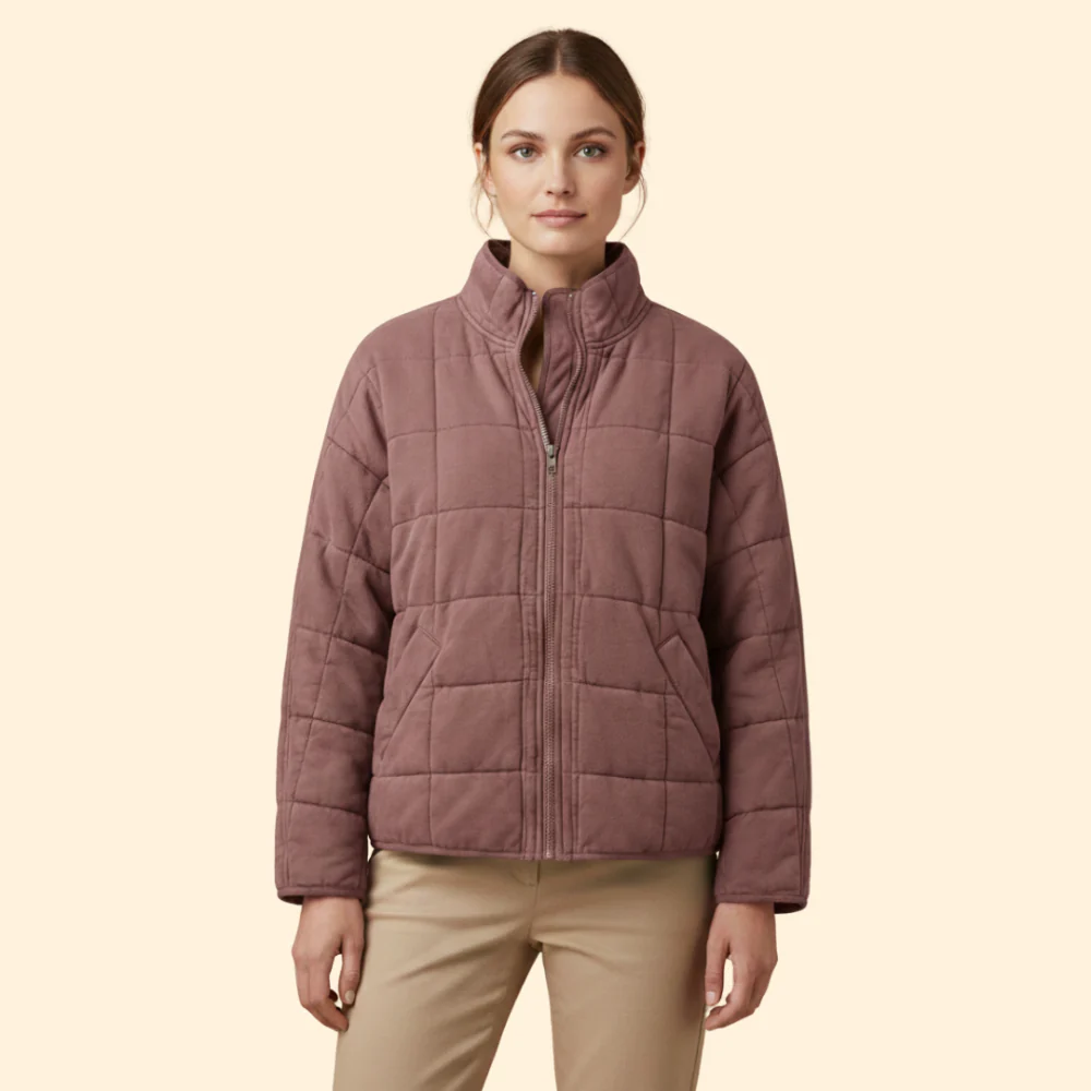 Women’s Quilted Stand-Up Collar Jacket - Image 8