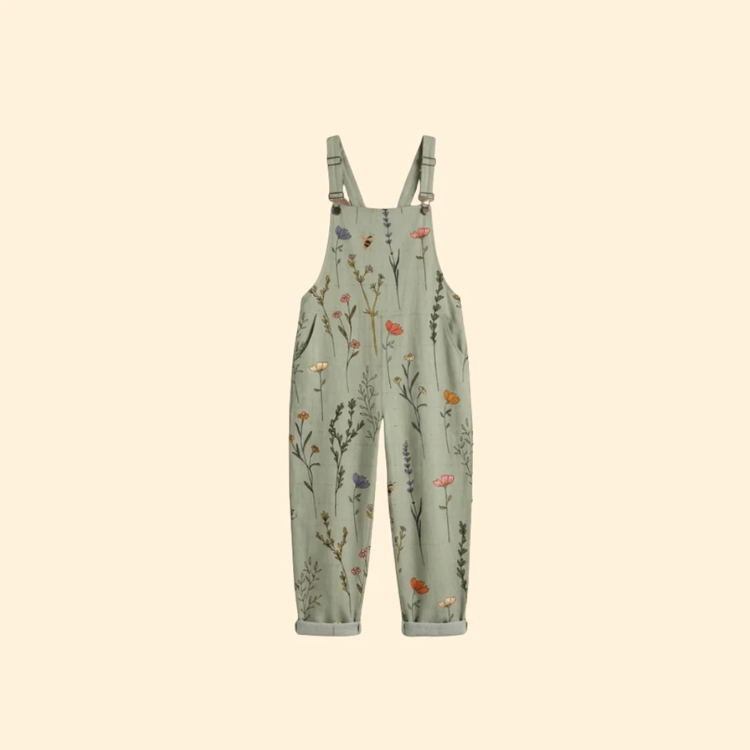 Women’s Relaxed Jumpsuit with Botanical Pattern